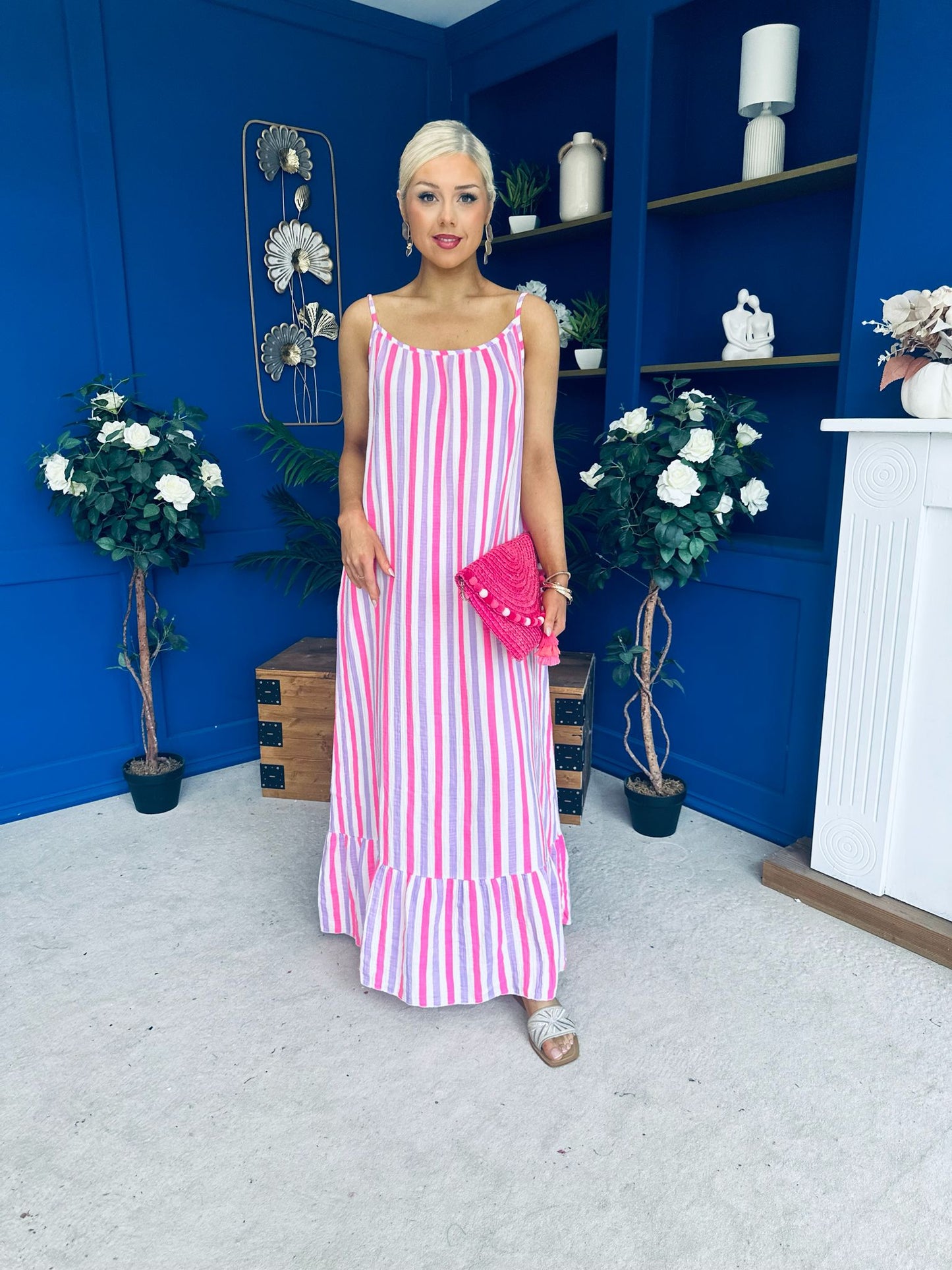 Fleur Striped Para Maxi Dress Dress Lilac