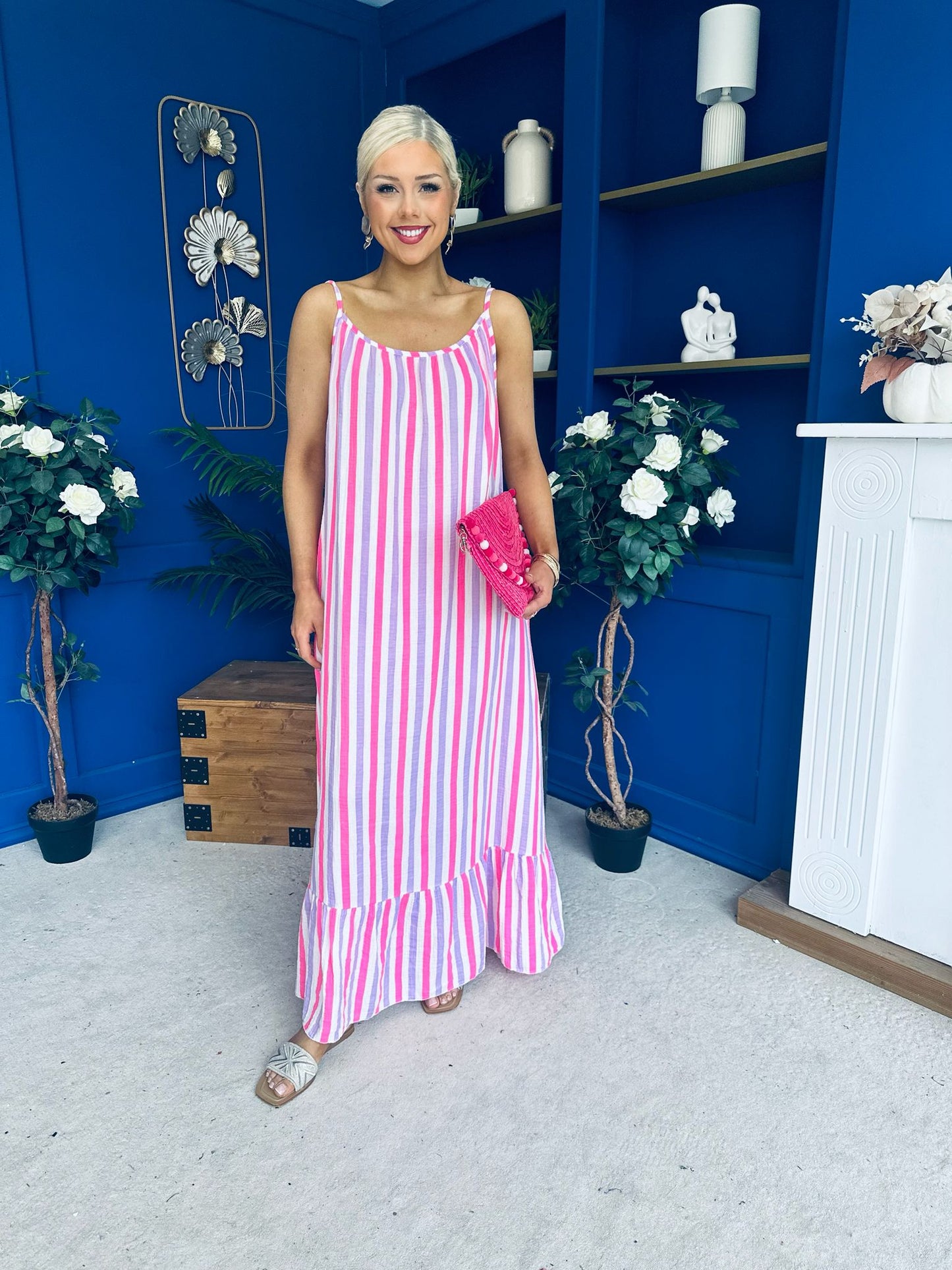 Fleur Striped Para Maxi Dress Dress Lilac