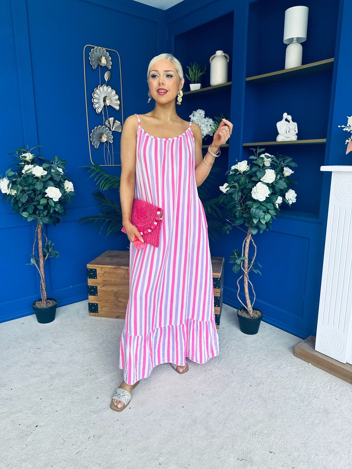 Fleur Striped Para Maxi Dress Dress Lilac