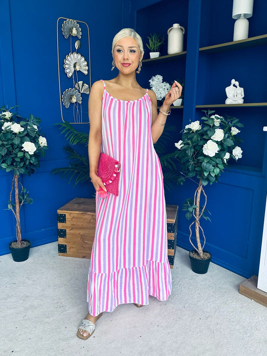 Fleur Striped Para Maxi Dress Dress Lilac
