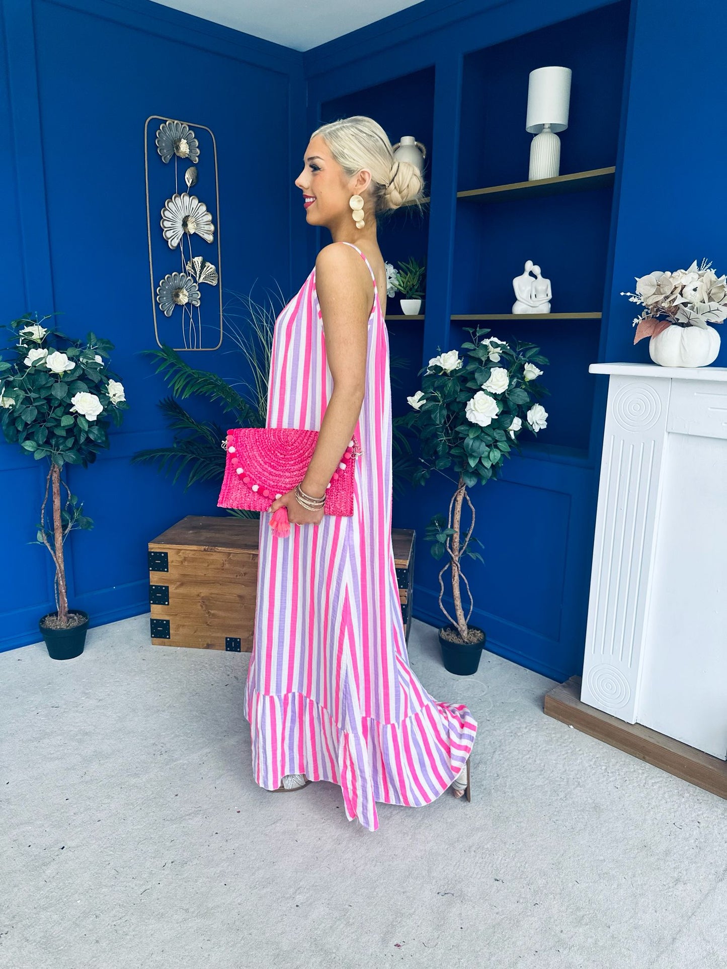Fleur Striped Para Maxi Dress Dress Lilac