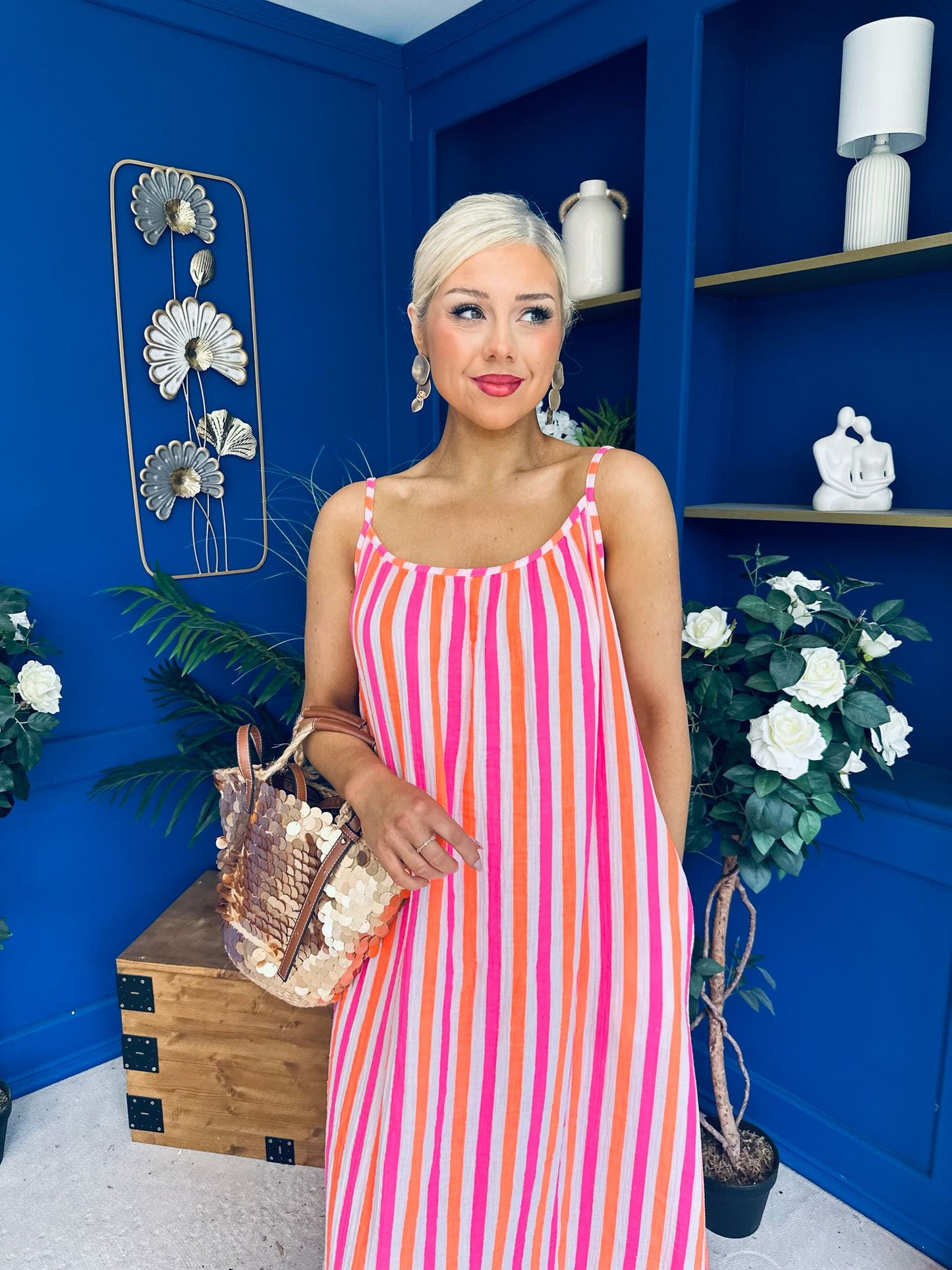 Fleur Striped Para Maxi Dress Dress Orange