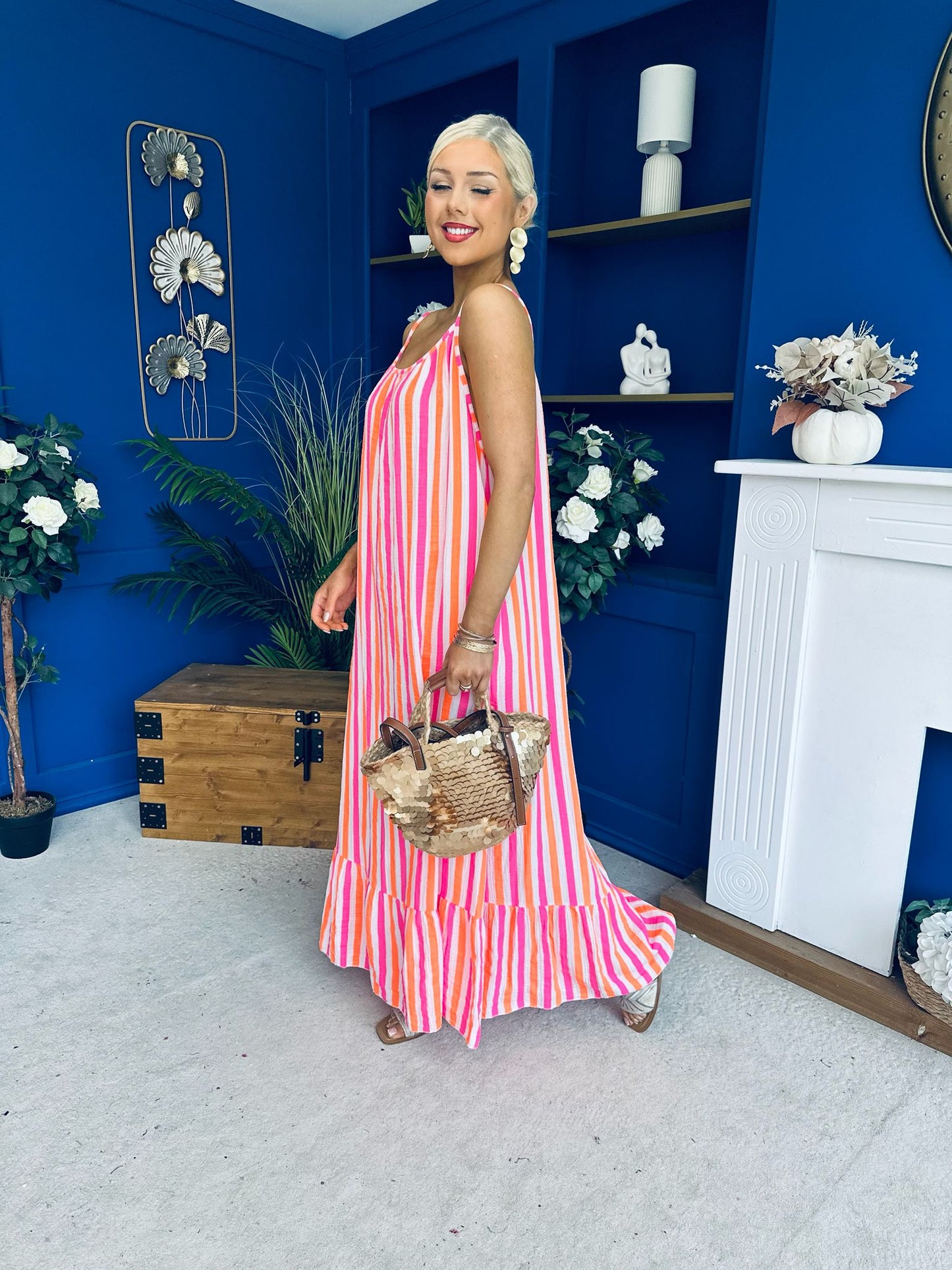 Fleur Striped Para Maxi Dress Dress Orange