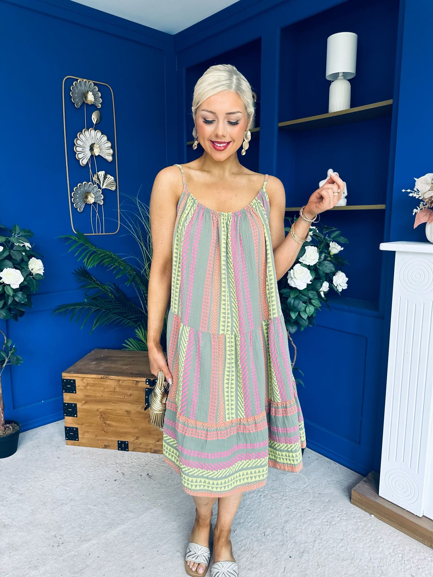 Athena Para Midi Dress Dress Aztec Khaki