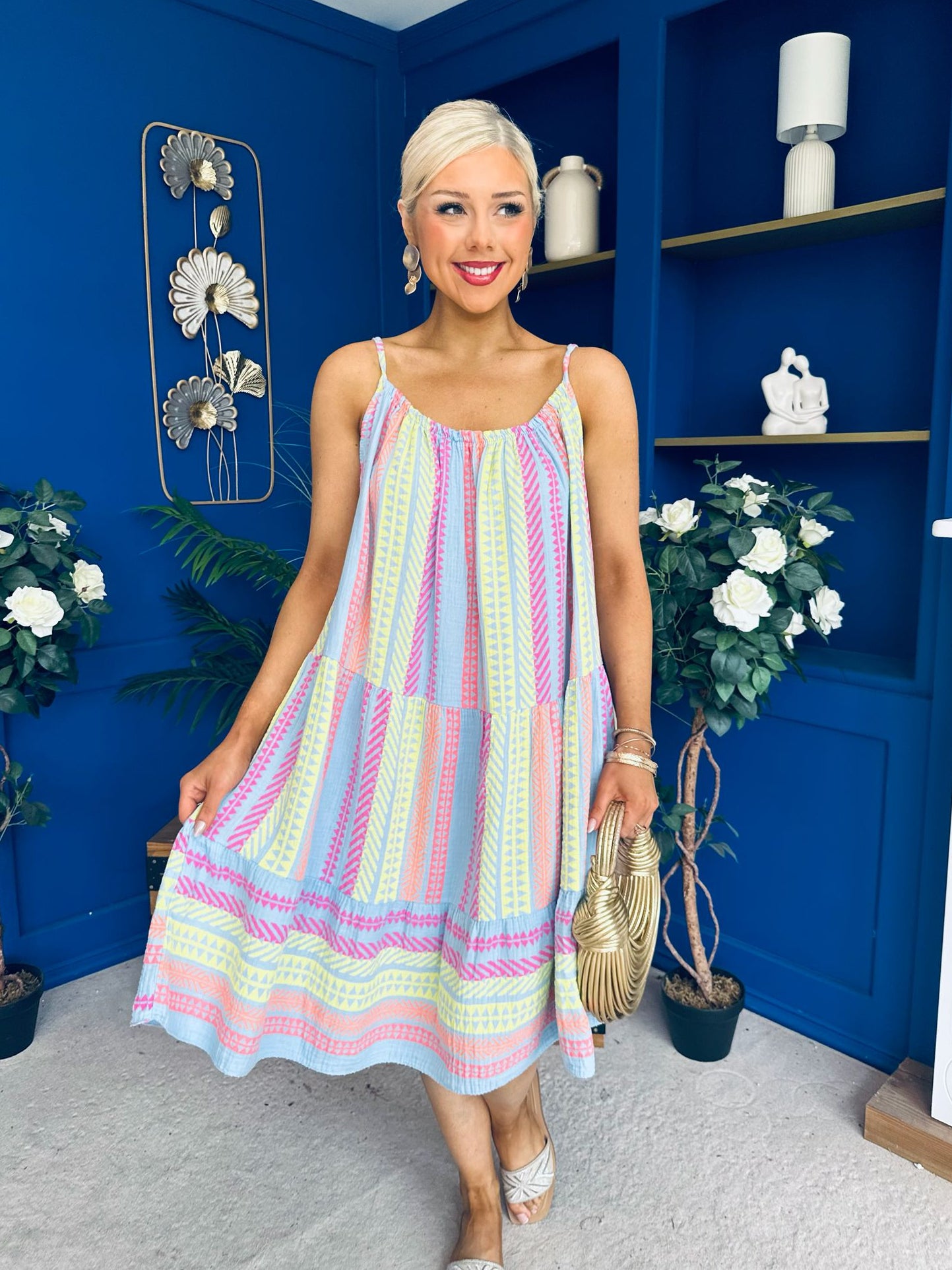 Athena Para Midi Dress Dress Aztec Blue