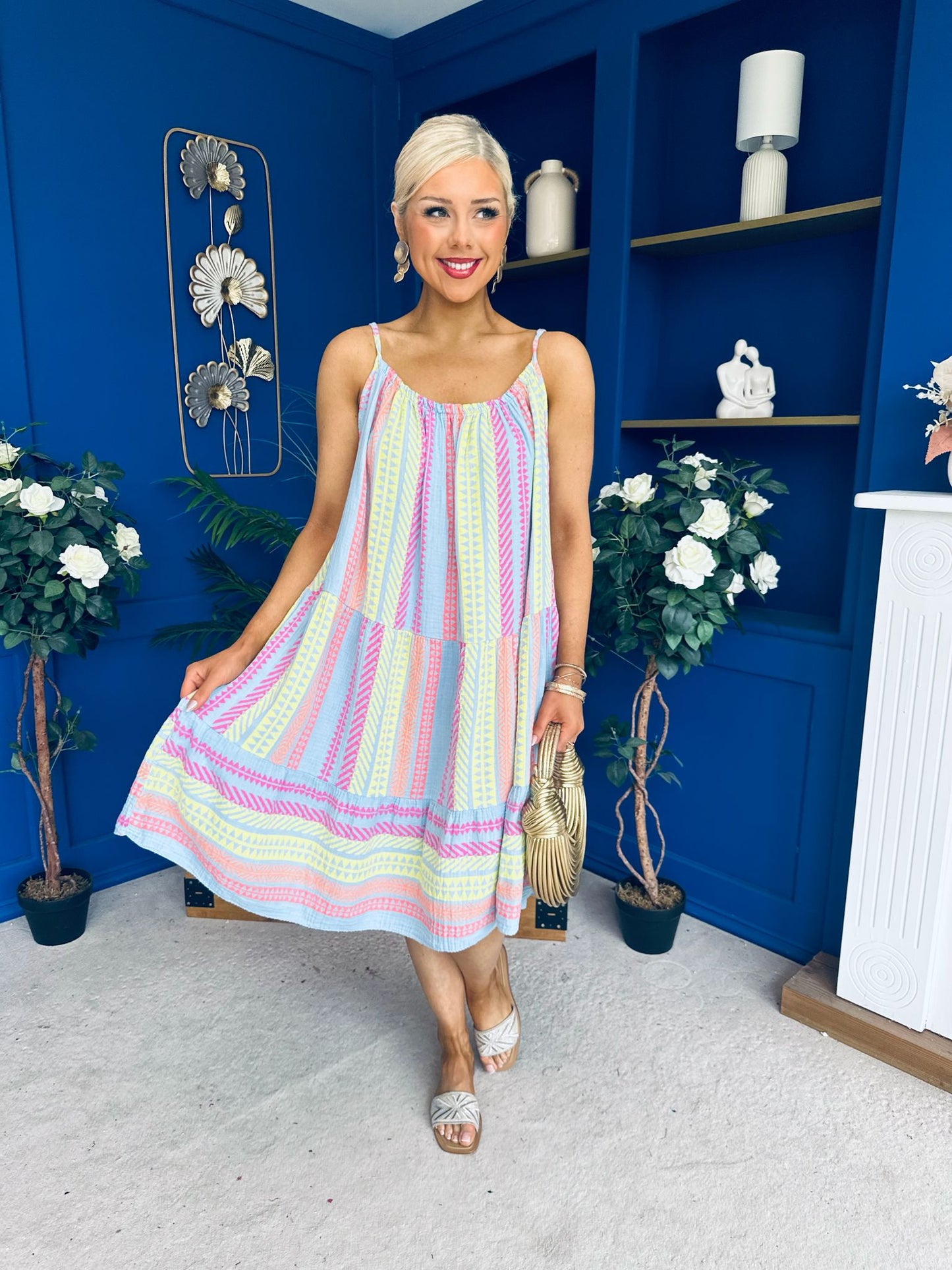 Athena Para Midi Dress Dress Aztec Blue