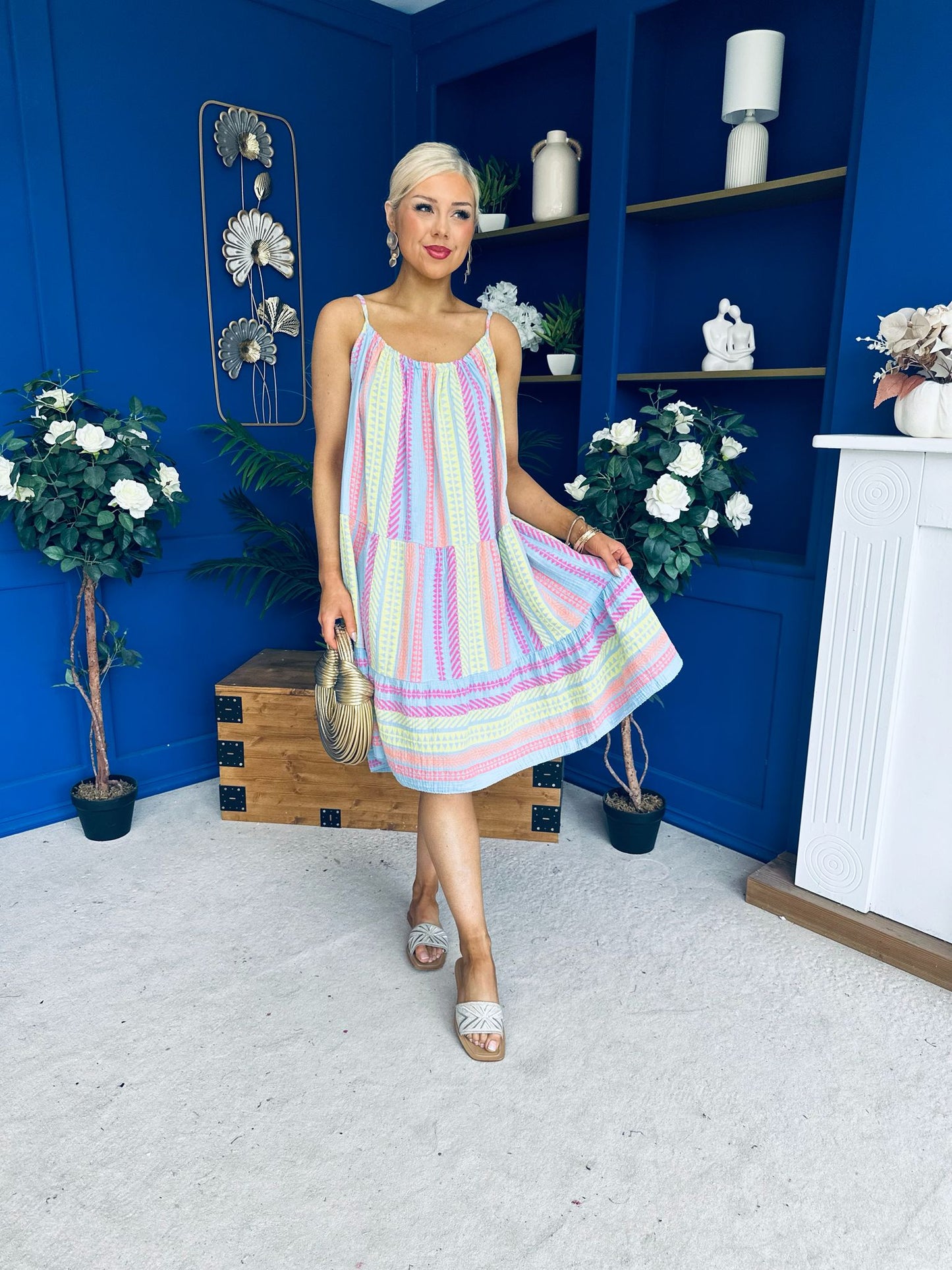 Athena Para Midi Dress Dress Aztec Blue