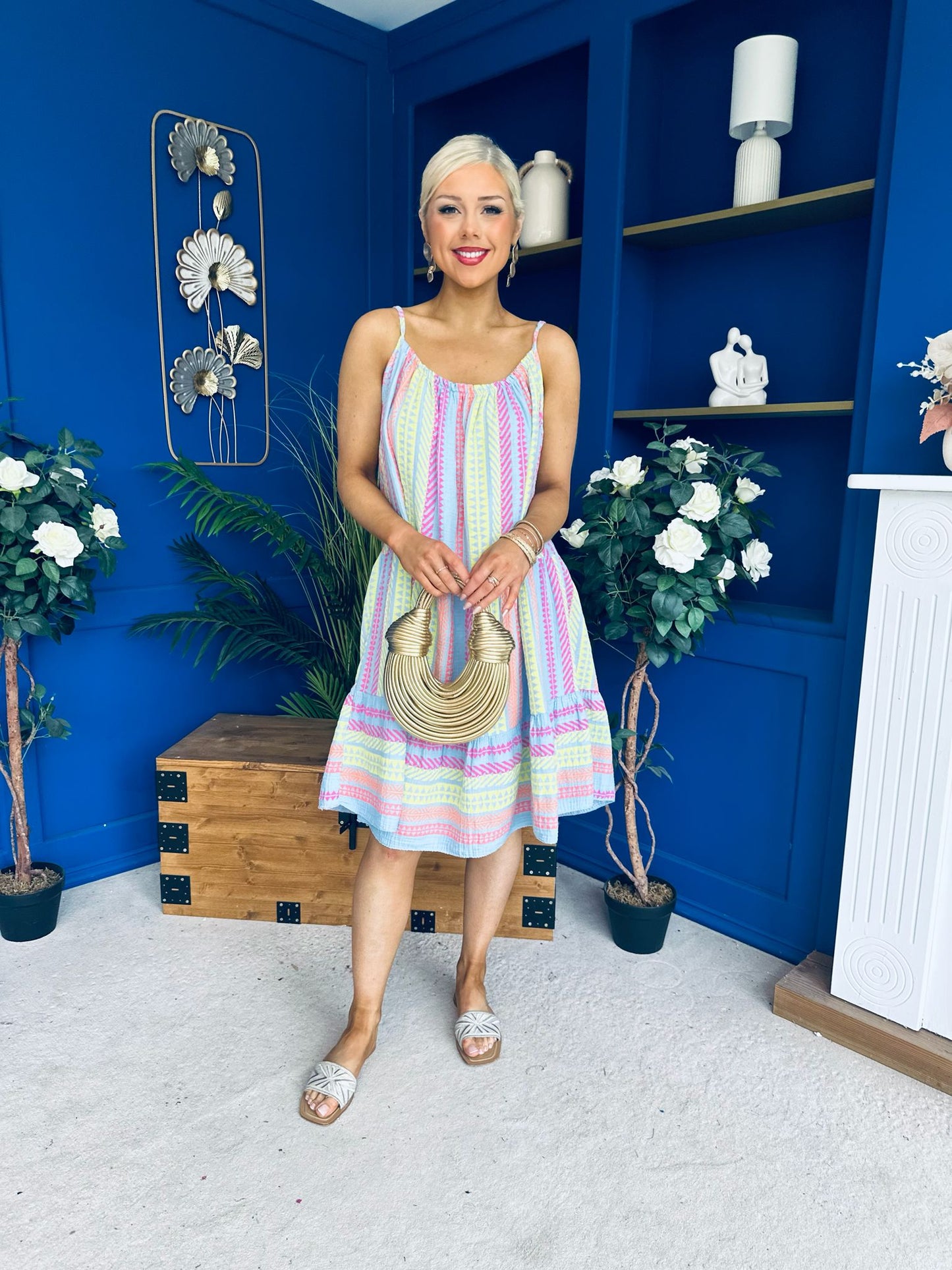 Athena Para Midi Dress Dress Aztec Blue