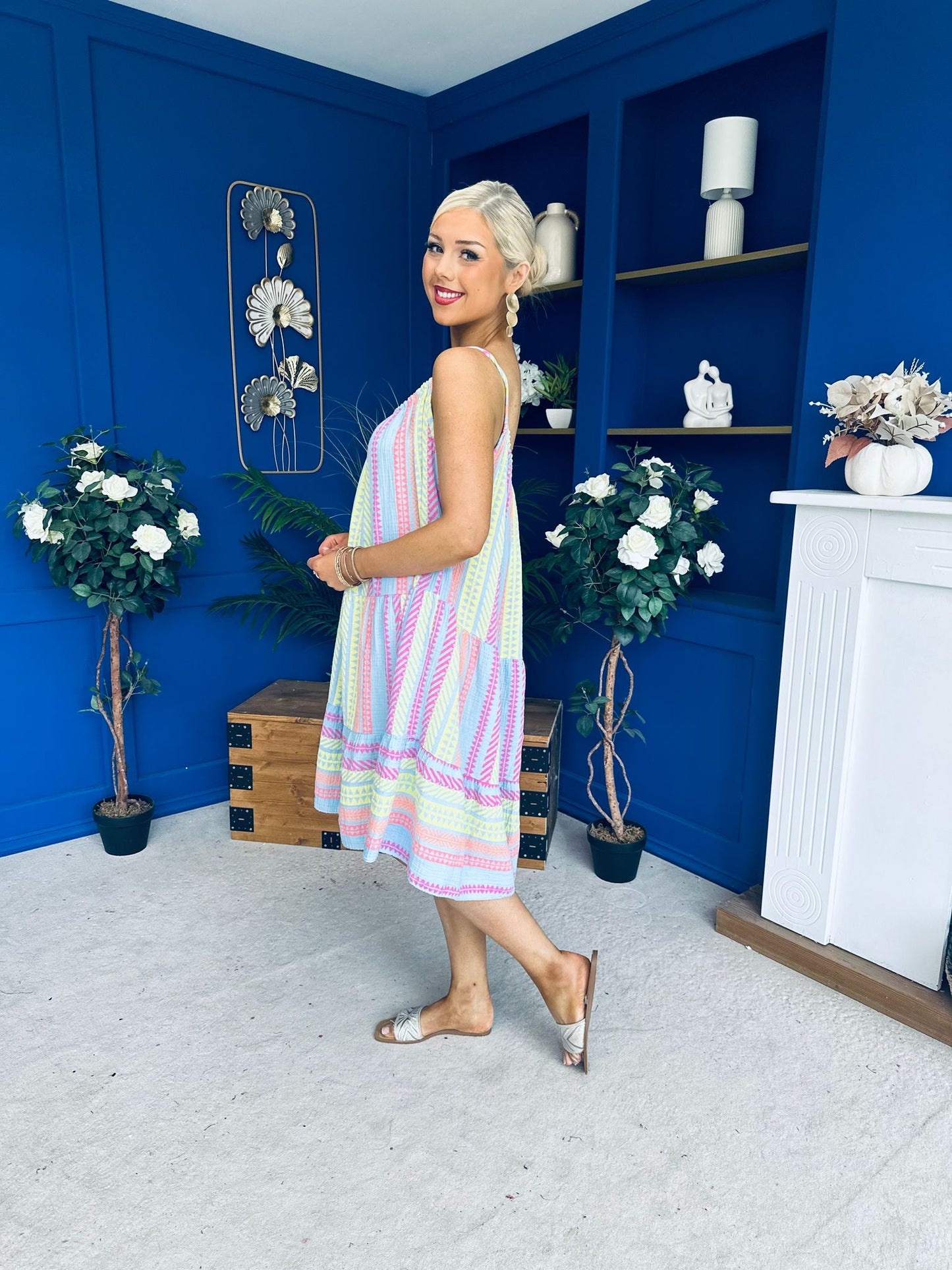 Athena Para Midi Dress Dress Aztec Blue