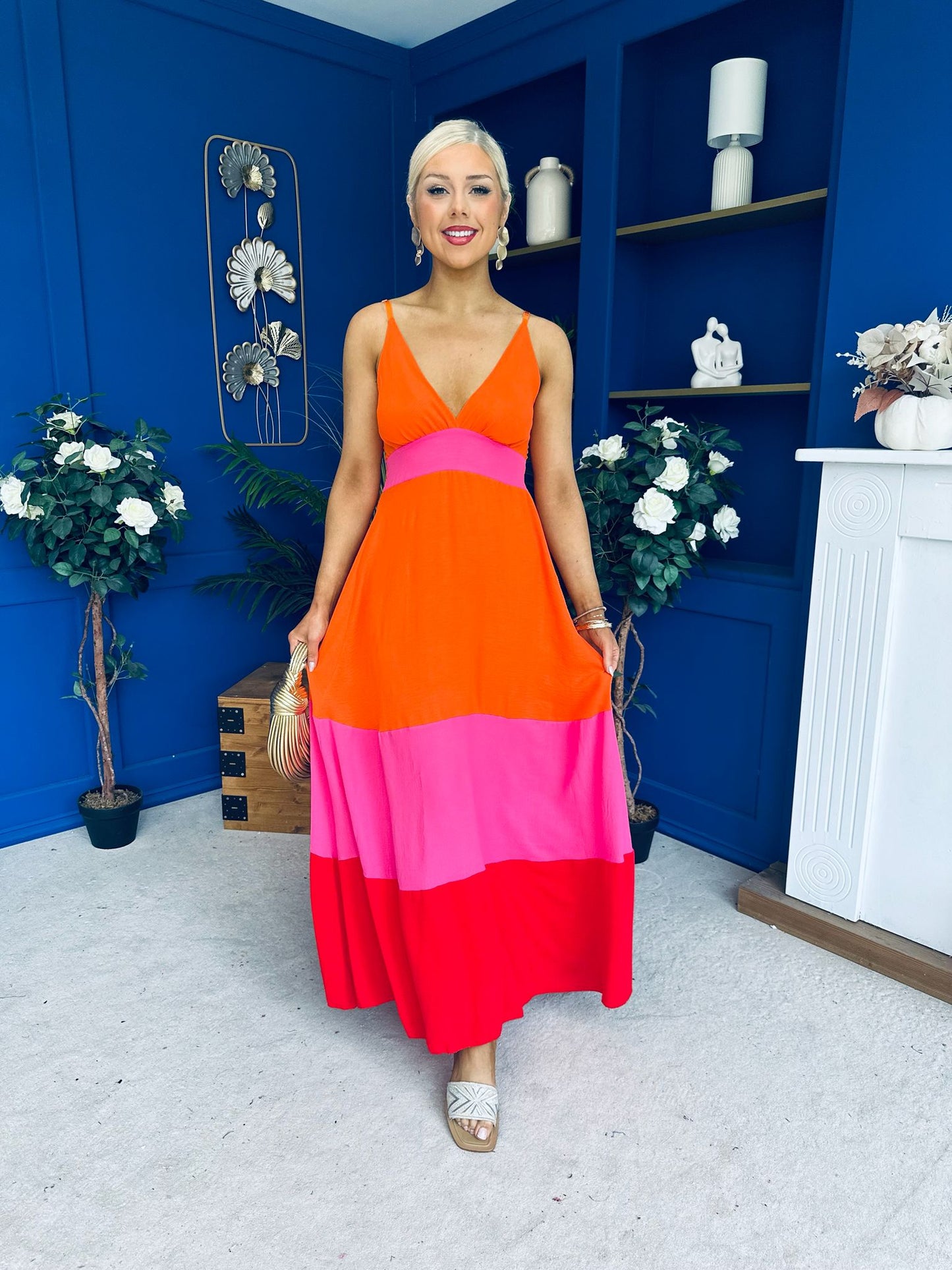 Ellen Block Colour Maxi Dress Amber