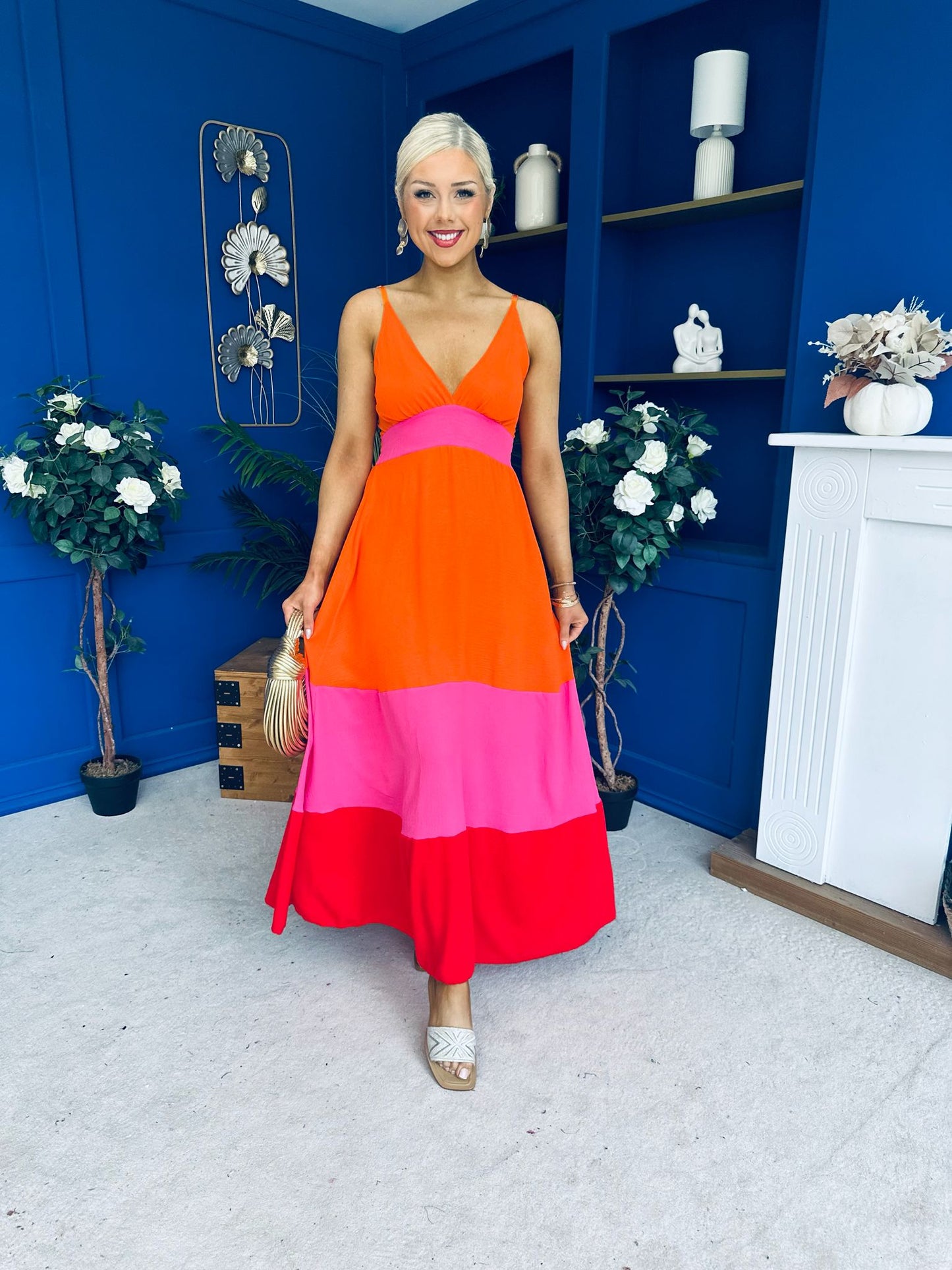 Ellen Block Colour Maxi Dress Amber