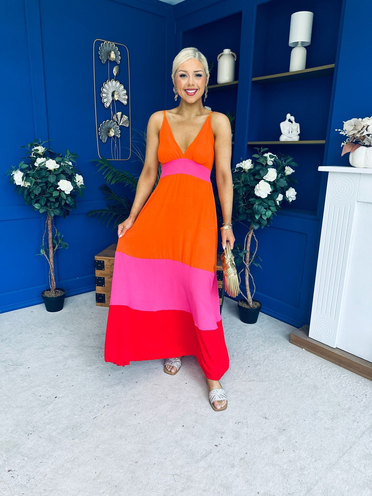 Ellen Block Colour Maxi Dress Amber