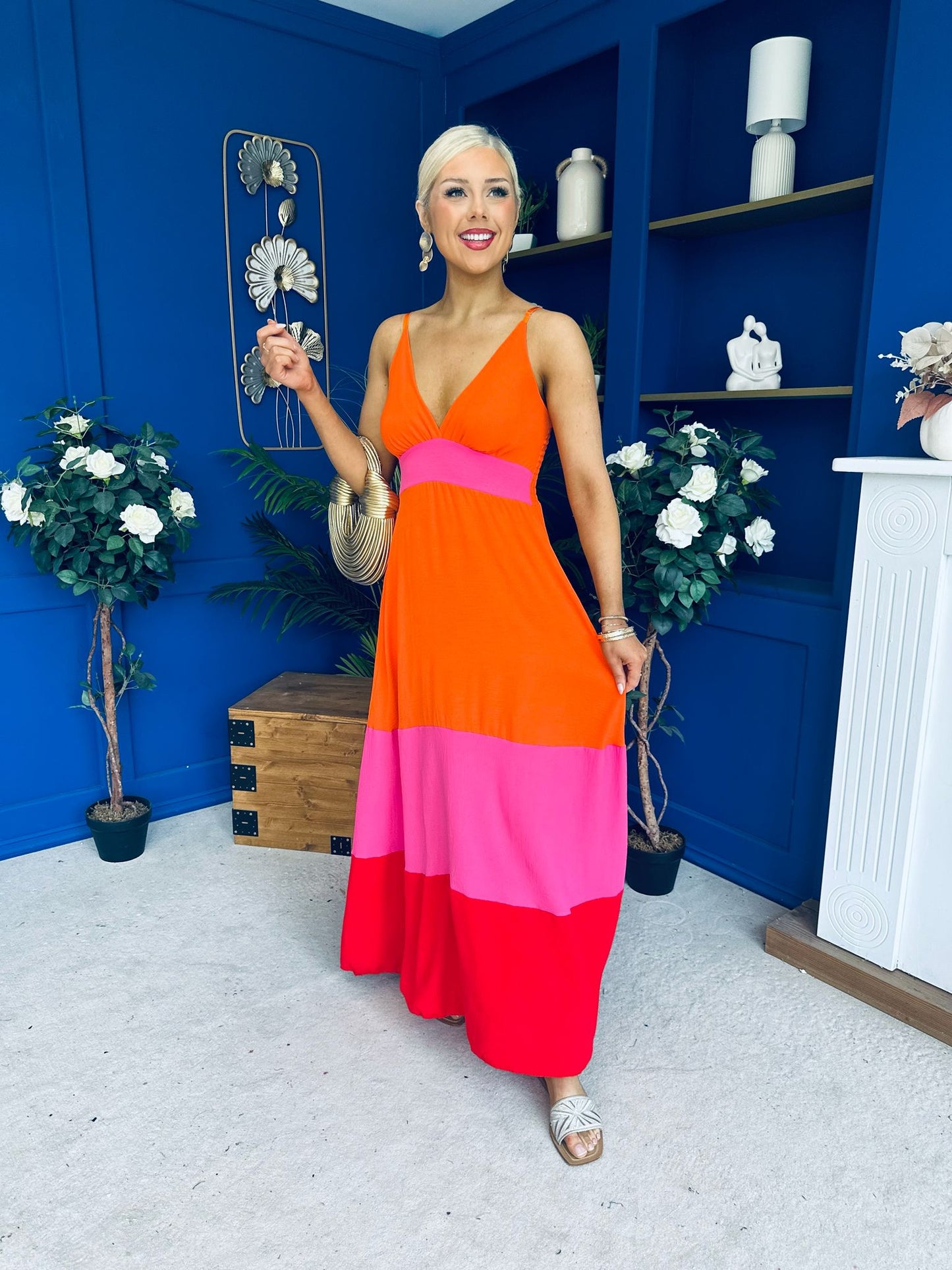 Ellen Block Colour Maxi Dress Amber