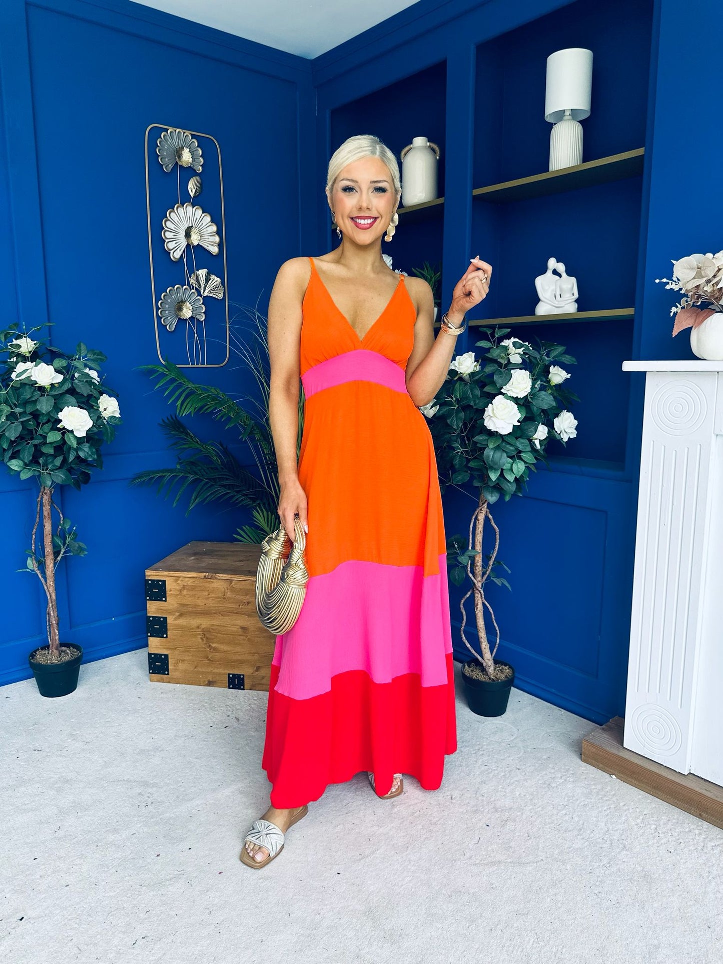 Ellen Block Colour Maxi Dress Amber