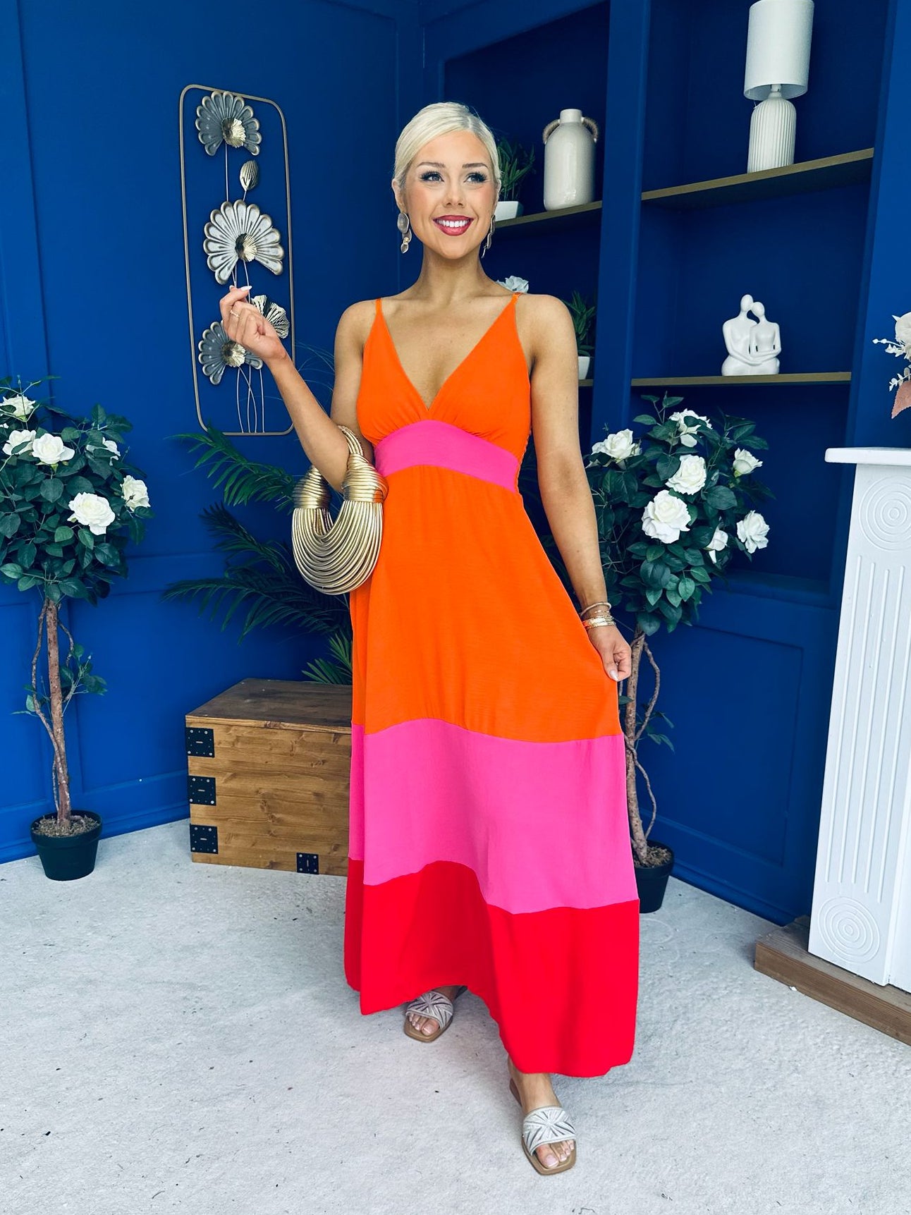Ellen Block Colour Maxi Dress Amber