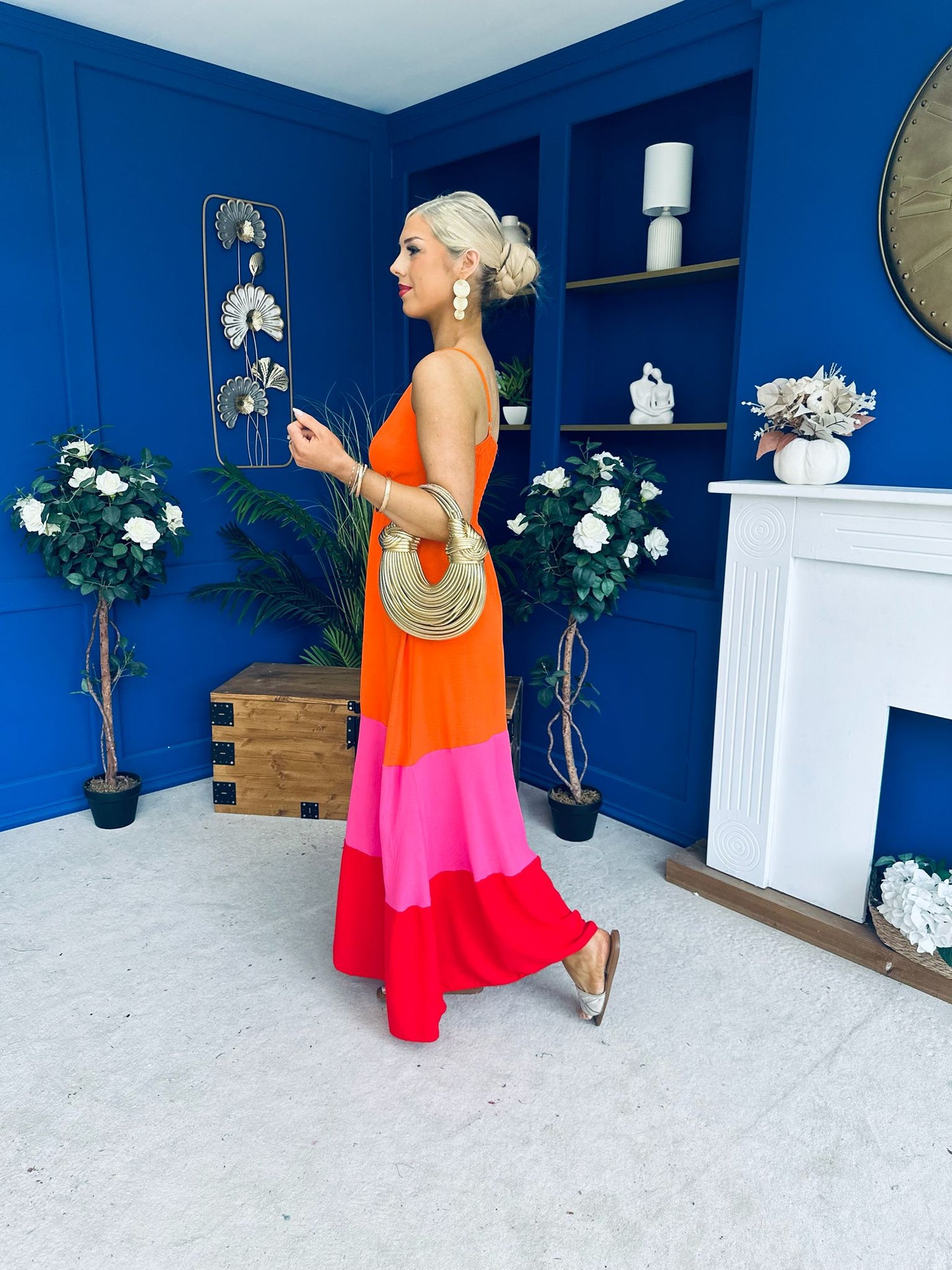 Ellen Block Colour Maxi Dress Amber