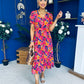 Bonnie Printed Split Leg Midi Dress Multi