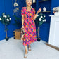 Bonnie Printed Split Leg Midi Dress Multi