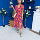 Bonnie Printed Split Leg Midi Dress Multi