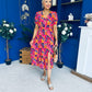 Bonnie Printed Split Leg Midi Dress Multi