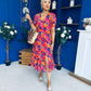 Bonnie Printed Split Leg Midi Dress Multi