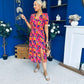 Bonnie Printed Split Leg Midi Dress Multi