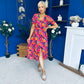 Bonnie Printed Split Leg Midi Dress Multi