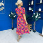 Bonnie Printed Split Leg Midi Dress Multi