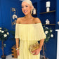 Aileen Pleated Bardot Midi Dress Yellow