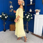 Aileen Pleated Bardot Midi Dress Yellow