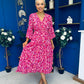 Lorisa Midi Dress Geo Fuchsia