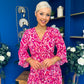 Lorisa Midi Dress Geo Fuchsia