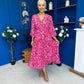 Lorisa Midi Dress Geo Fuchsia