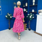 Lorisa Midi Dress Geo Fuchsia