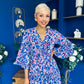 Lorisa Midi Dress Geo Blue