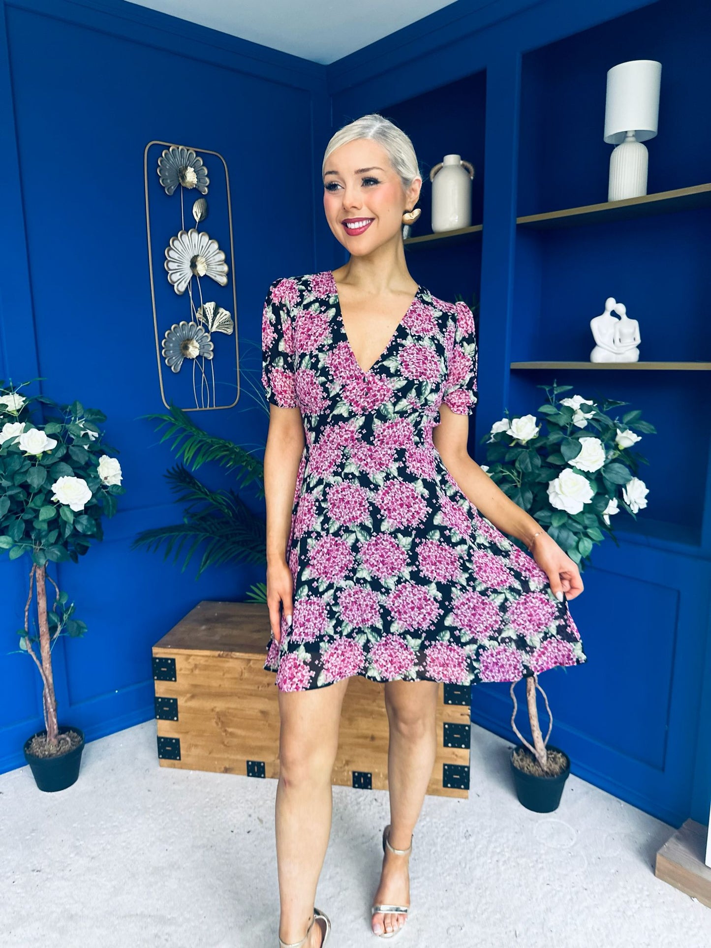 Irina Mini Dress Floral Black