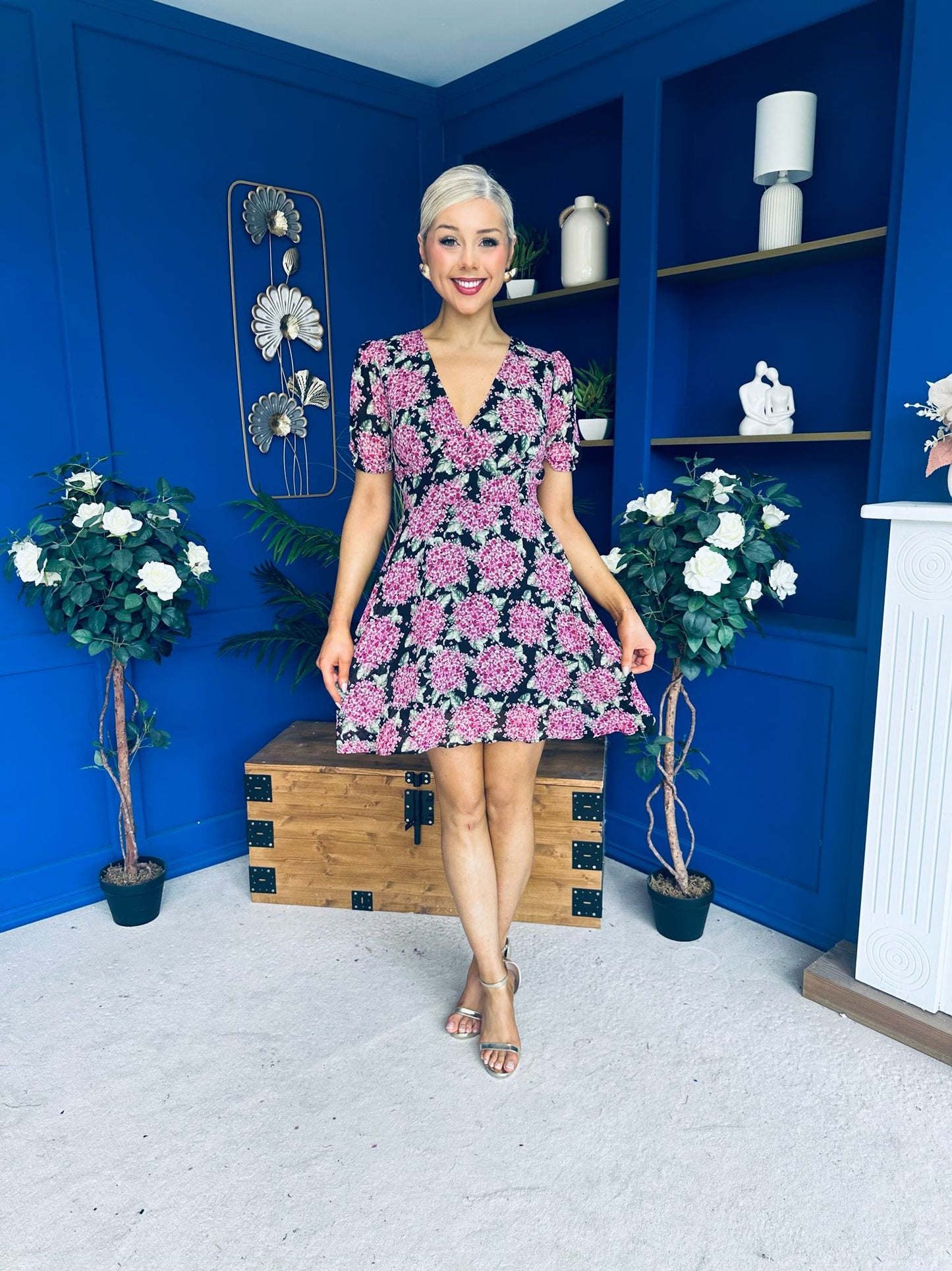 Irina Mini Dress Floral Black