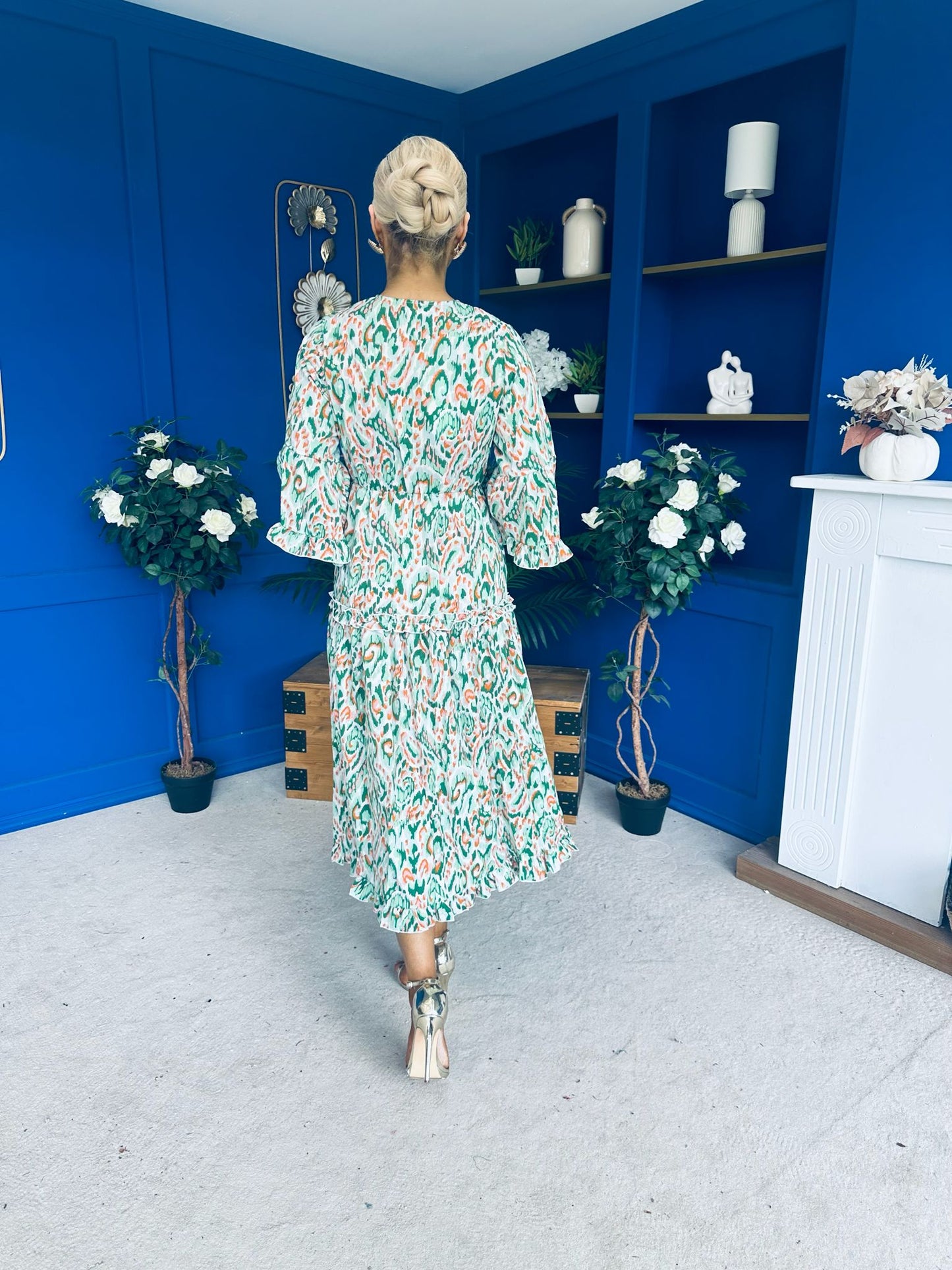 Lorisa Midi Dress Geo Green