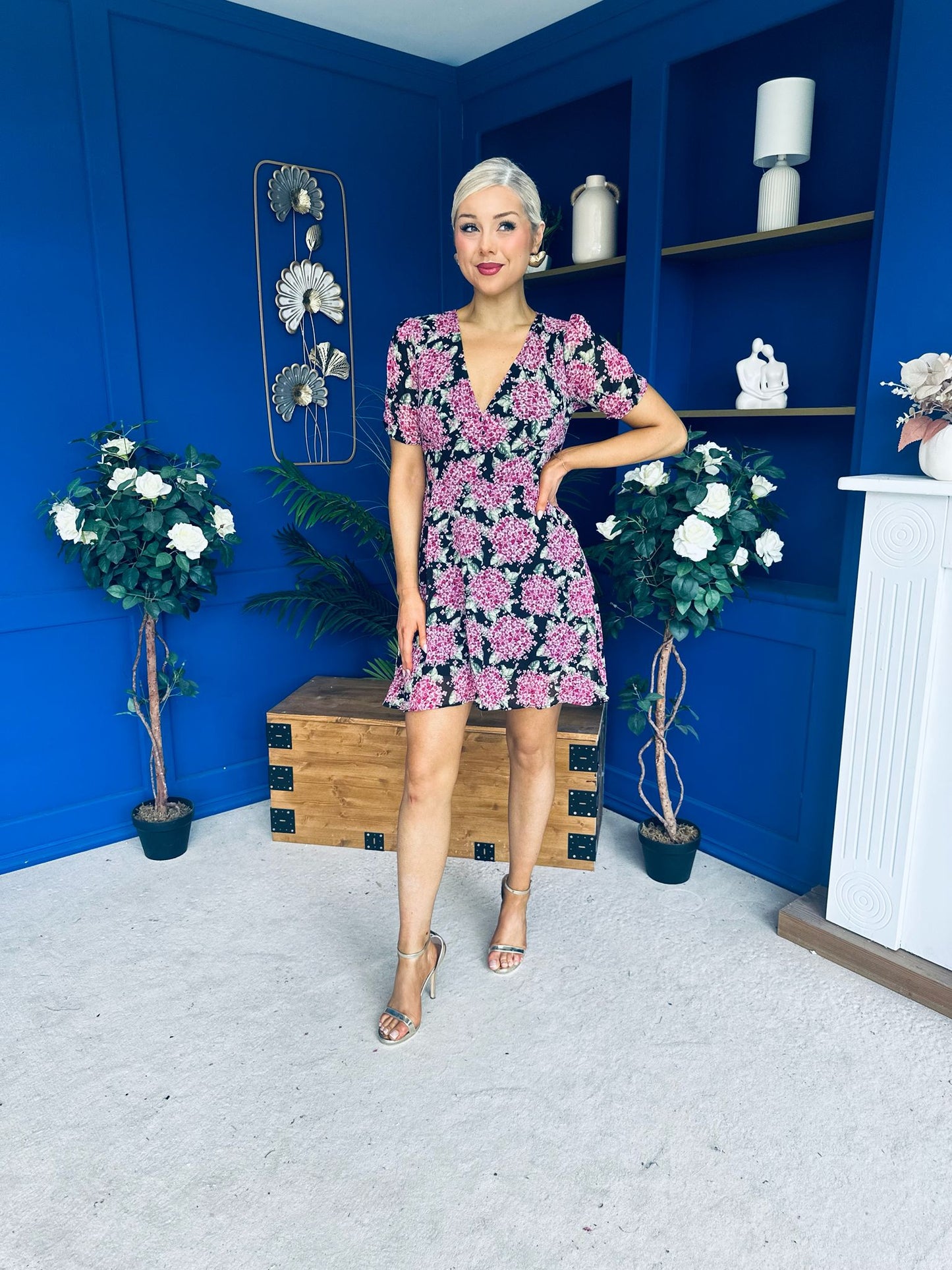 Irina Mini Dress Floral Black