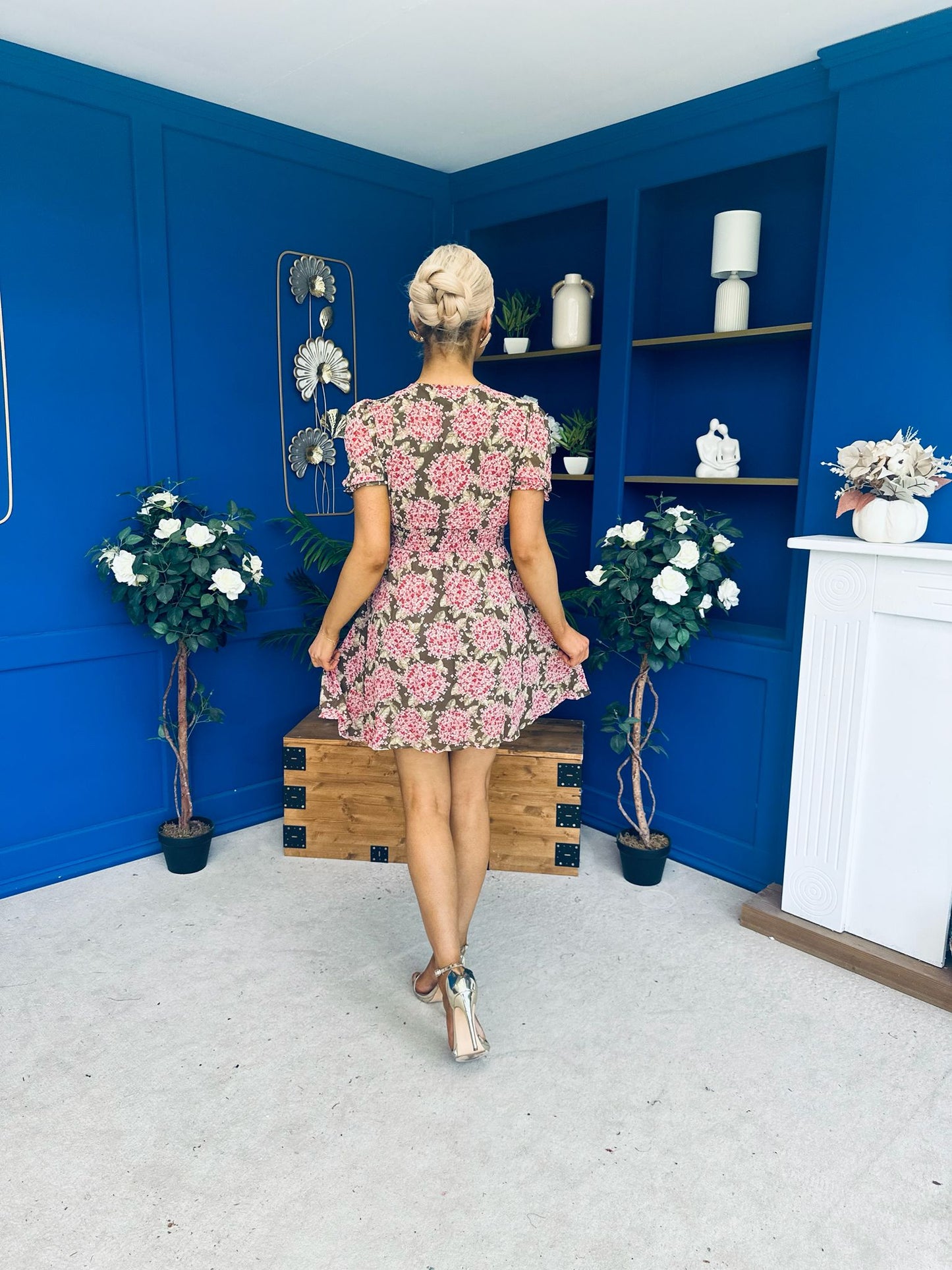 Irina Mini Dress Floral Khaki