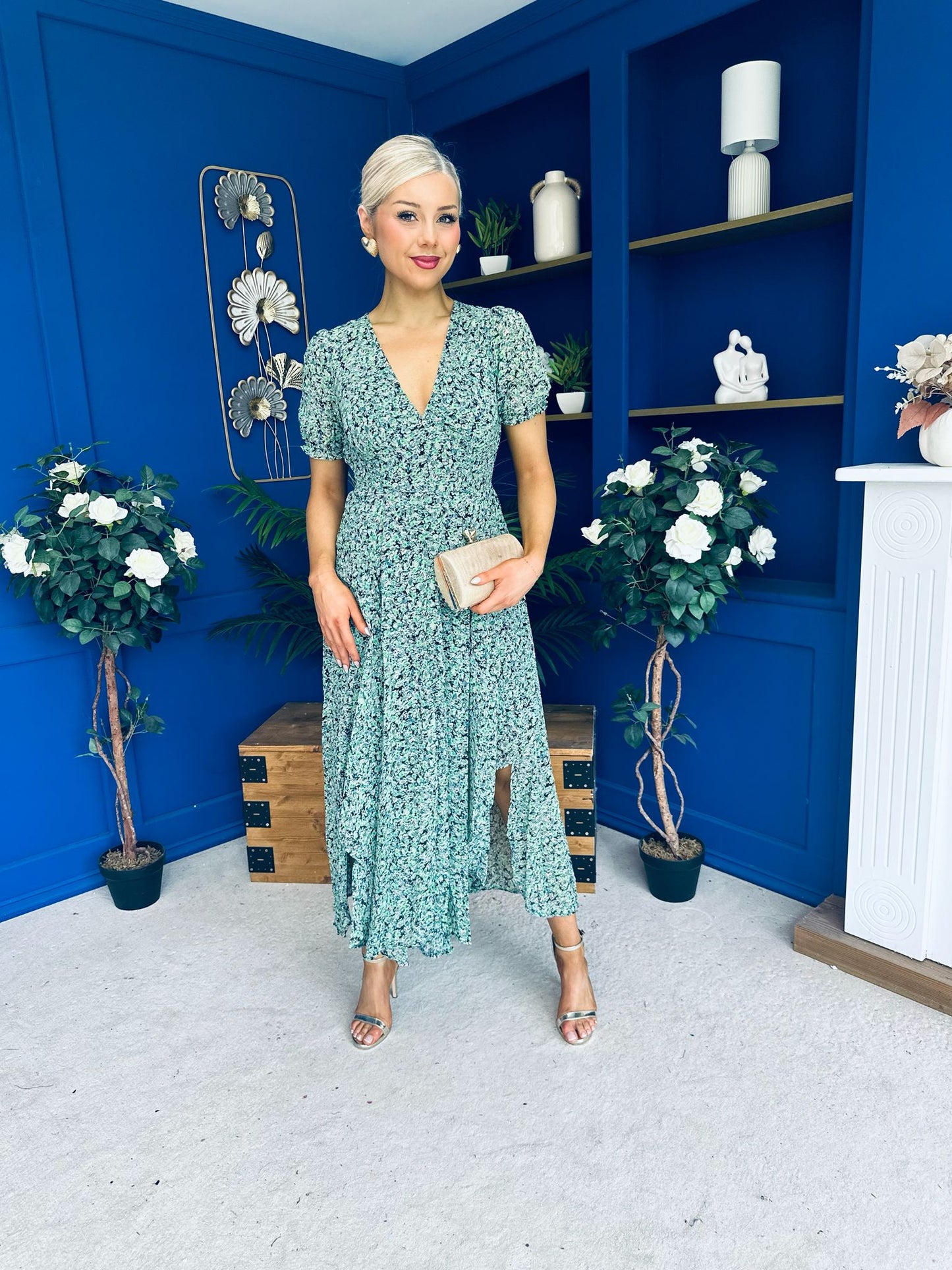 Malori Midi Dress Floral Green
