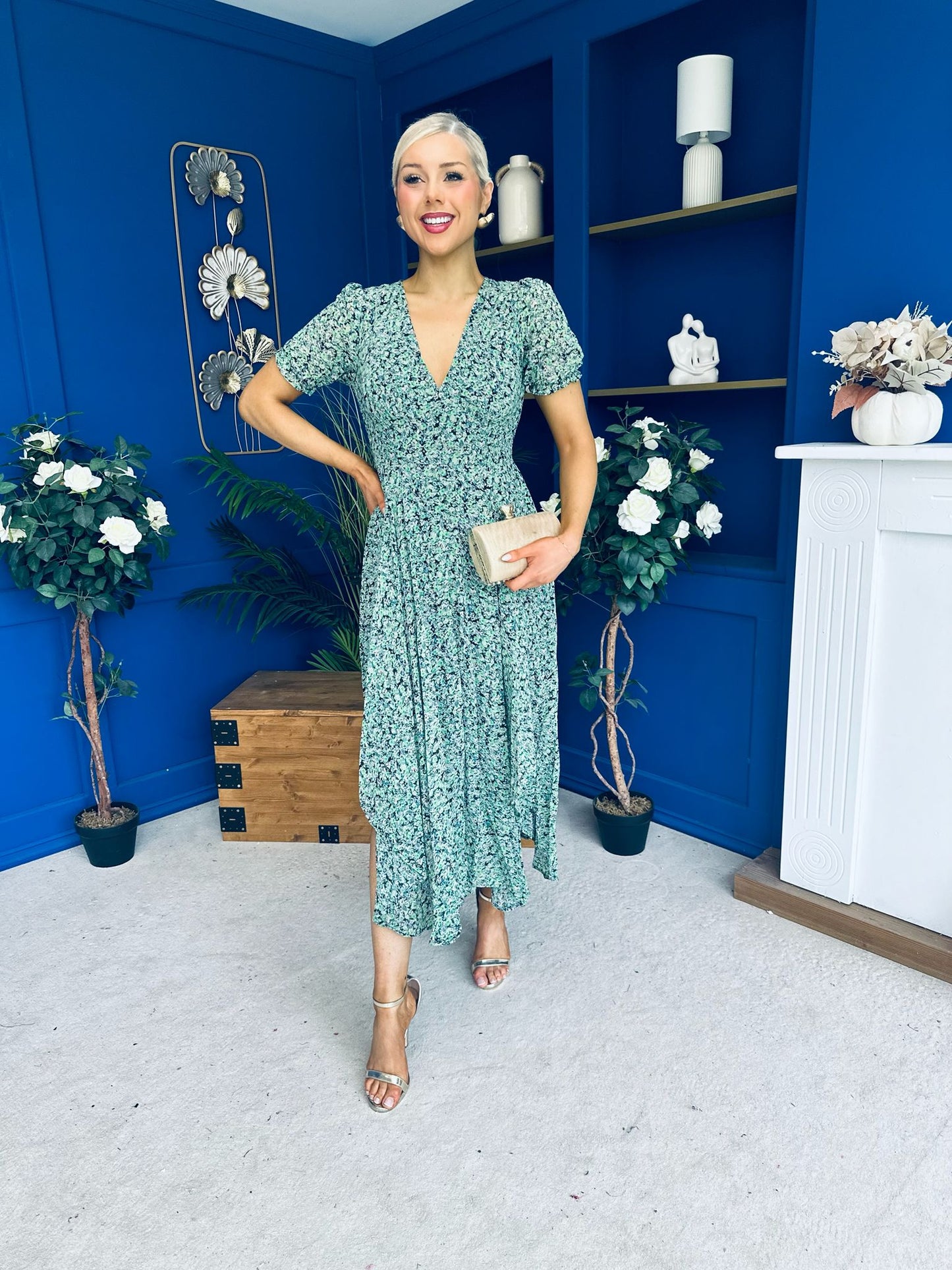 Malori Midi Dress Floral Green