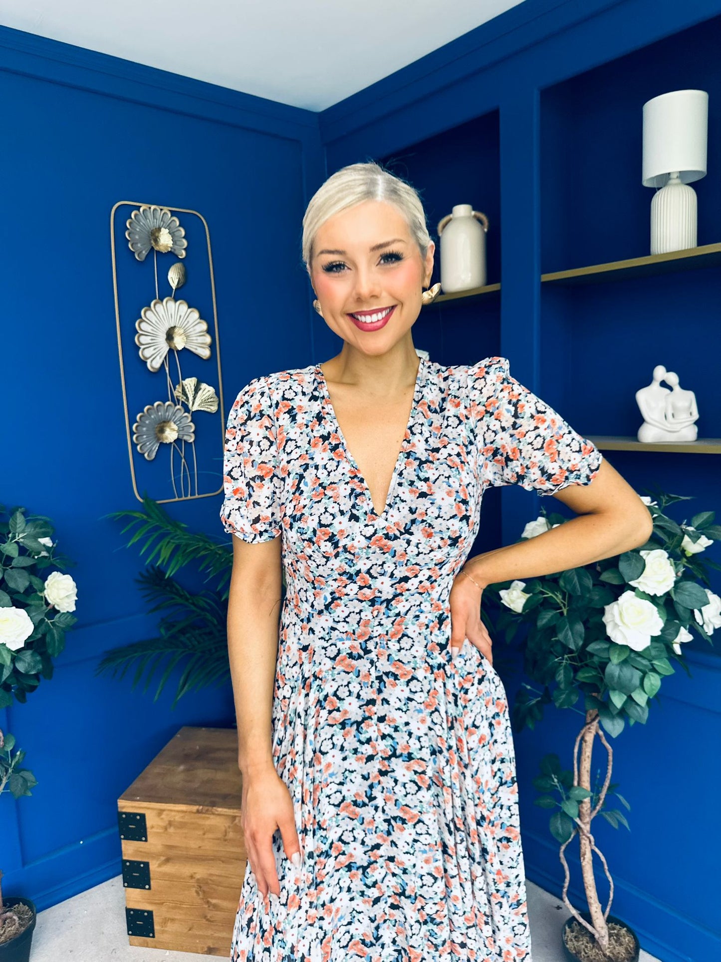 Malori Midi Dress Floral Black