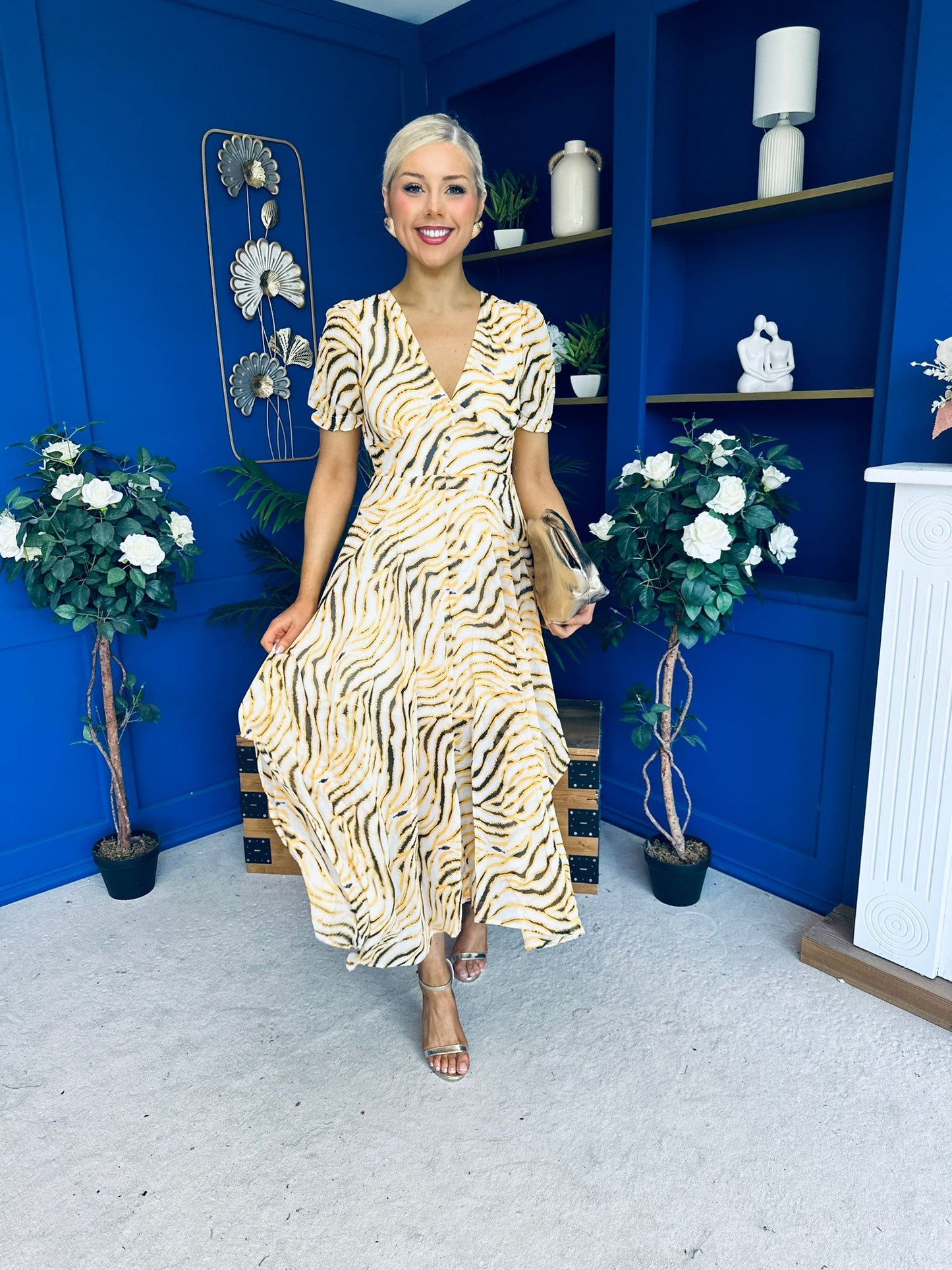 Kenni Midi Dress Zebra Yellow