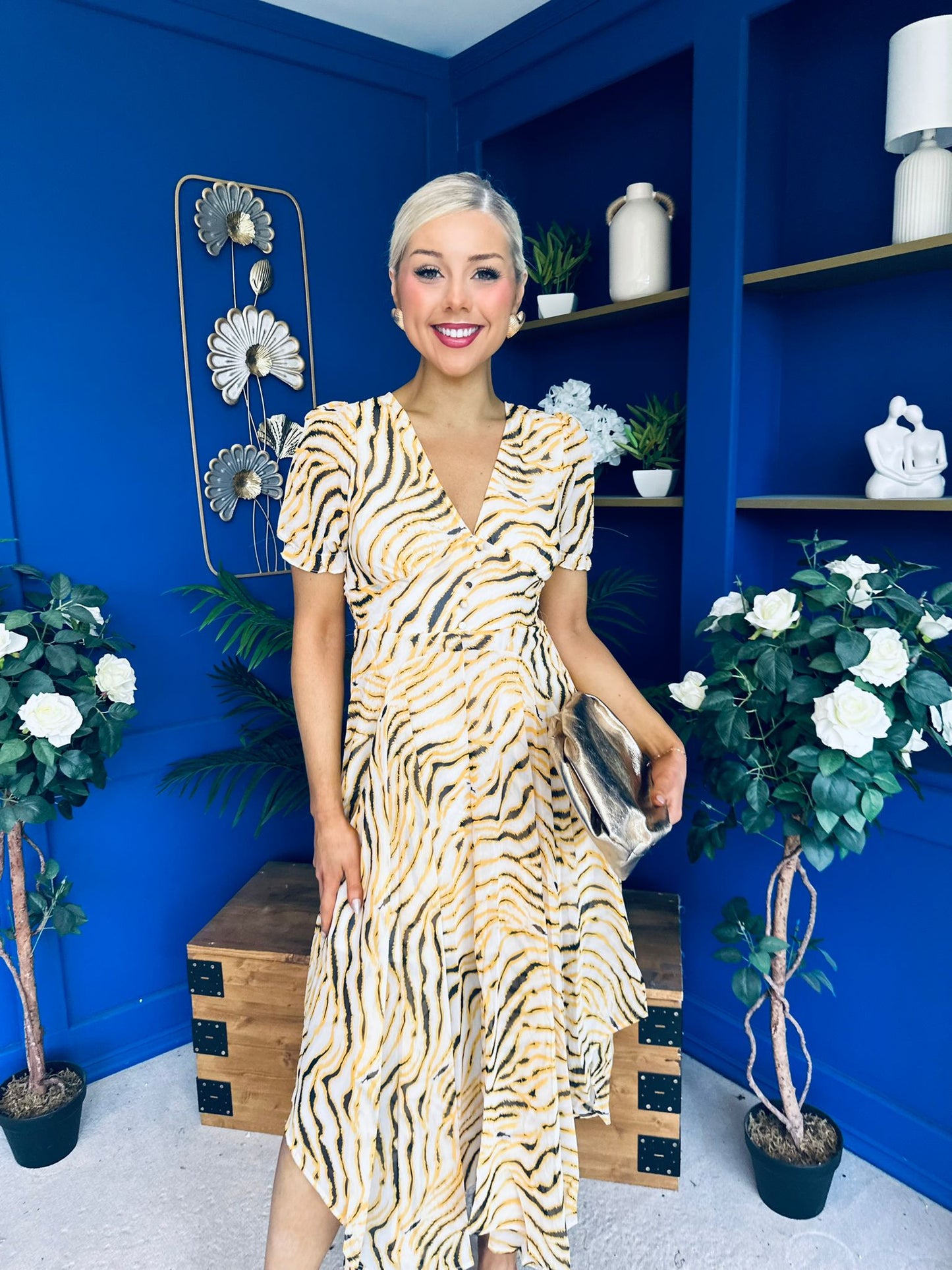 Kenni Midi Dress Zebra Yellow