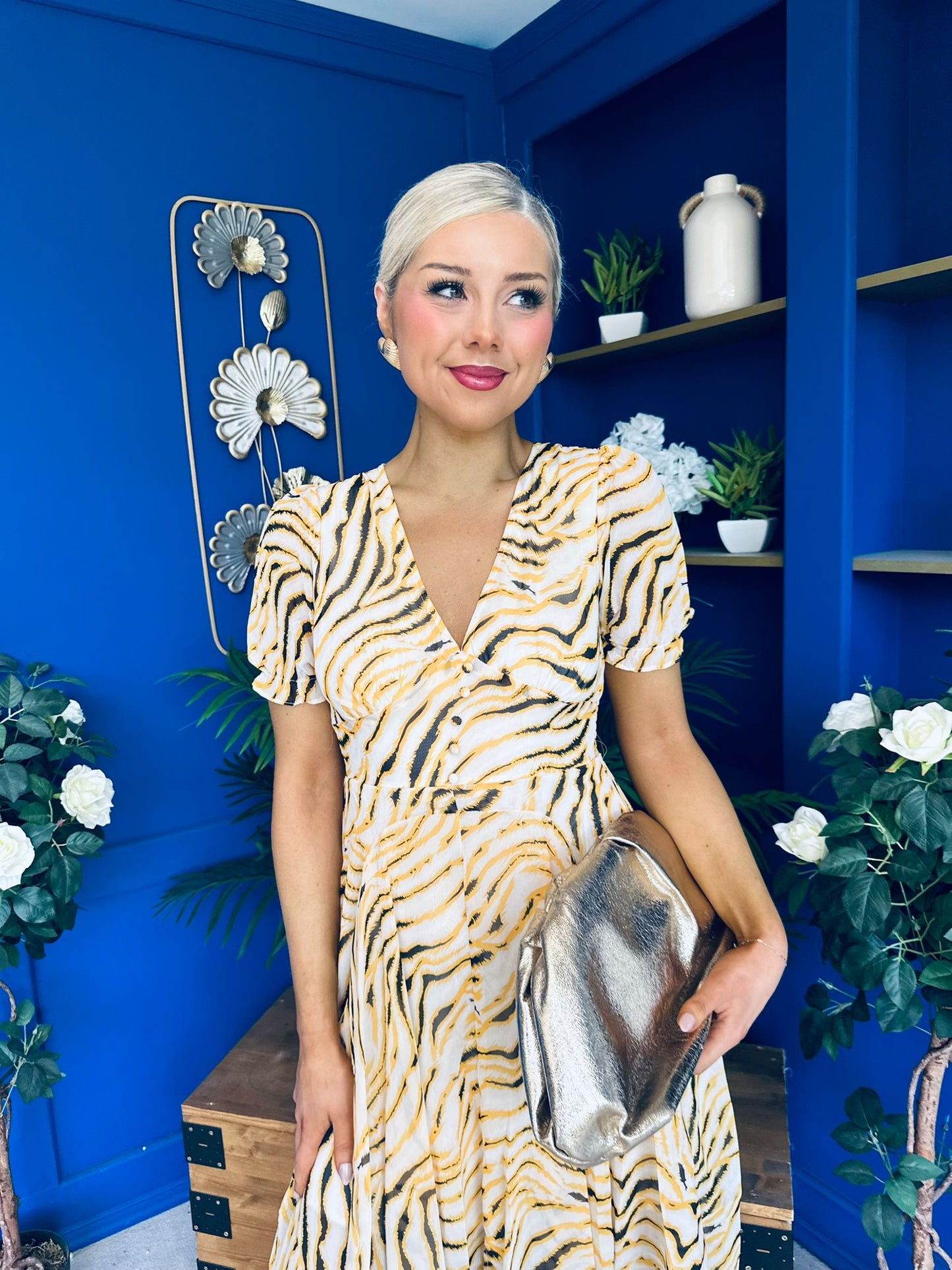 Kenni Midi Dress Zebra Yellow