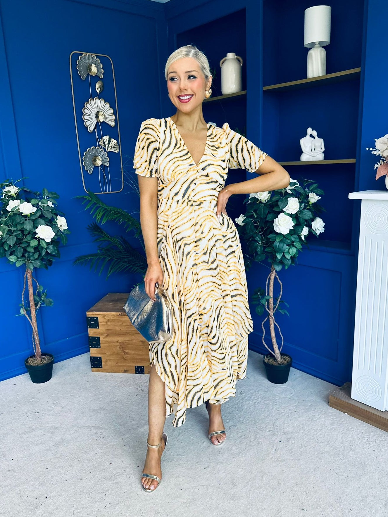 Kenni Midi Dress Zebra Yellow