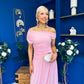 Colette Rushed Off Shoulder Maxi Dress Pink