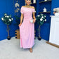 Colette Rushed Off Shoulder Maxi Dress Pink