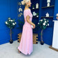 Colette Rushed Off Shoulder Maxi Dress Pink